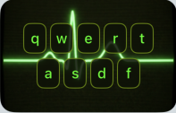 Font Pop keyboard theme preview with a neon green pulse animation style