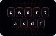 Font Pop keyboard theme preview with a red digital grid animation style